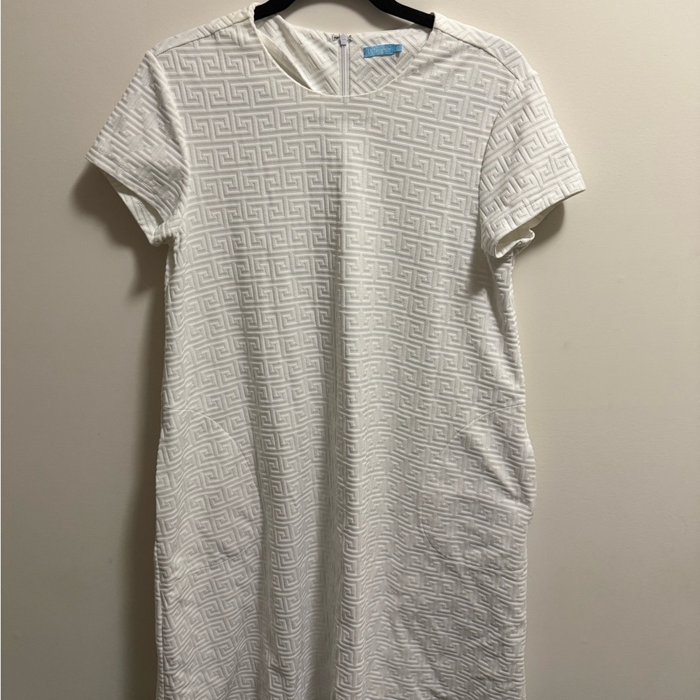 J. McLaughlin White Boxy Ribbed T-Shirt Dress